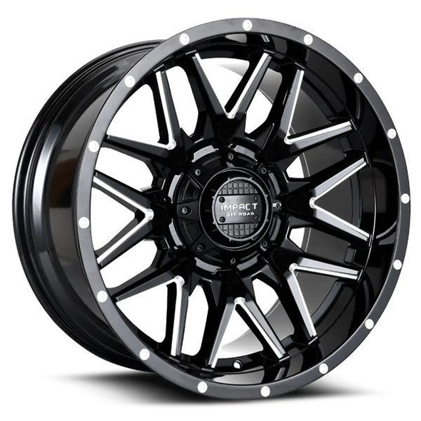Impact Offroad Wheels 819 Gloss Black Milled 17x9 -12mm Offset 5x127 (5x5),5x139.7 (5x5.5) | Fits Jeep Wrangler 07-Present and Jeep Gladiator