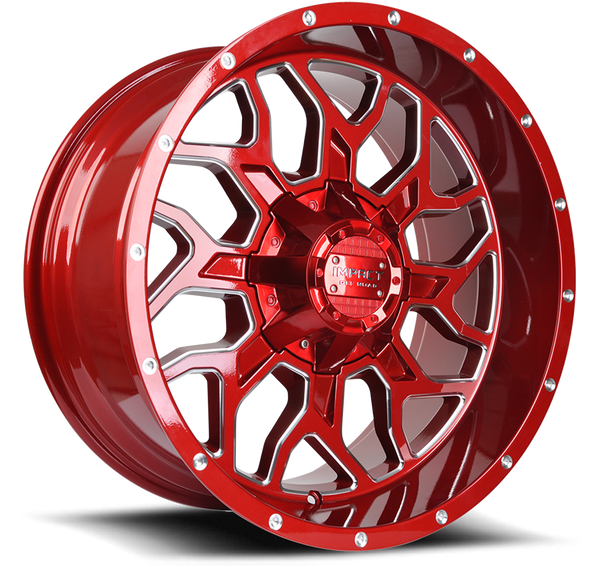 Impact Offroad Wheels 813 Candy Red Milled 20x10 -12mm Offset 5x127 (5x5),5x139.7 (5x5.5) | Fits Jeep Wrangler 07-Present and Jeep Gladiator