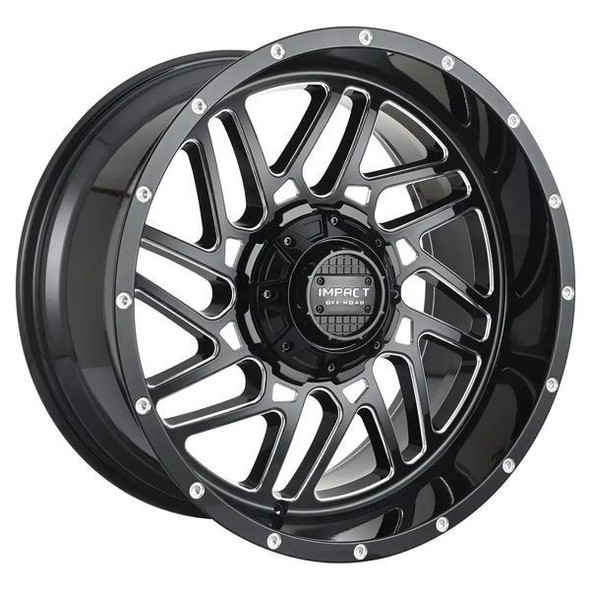 Impact Offroad Wheels 808 Gloss Black Milled 22x12 -44mm Offset 5x127 (5x5),5x139.7 (5x5.5) | Fits Jeep Wrangler 07-Present and Jeep Gladiator