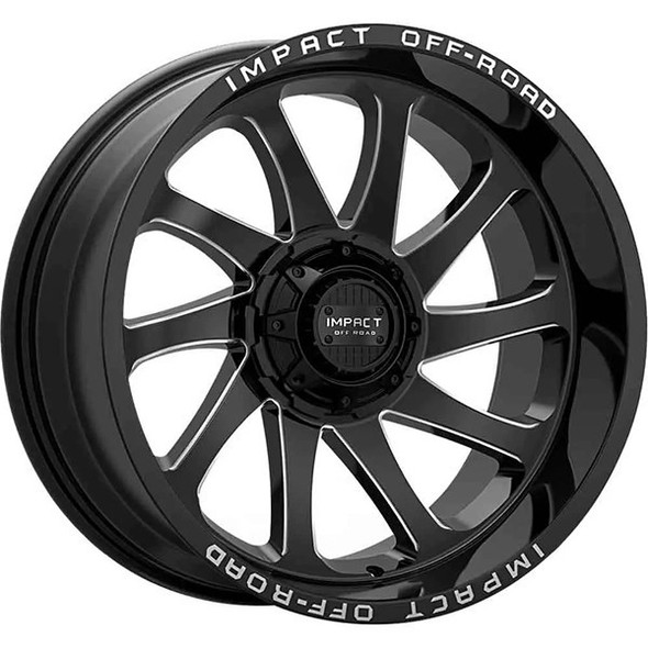 Impact Offroad Wheels 825 Gloss Black Milled 22x12 -44mm Offset 5x127 (5x5),5x139.7 (5x5.5) | Fits Jeep Wrangler 07-Present and Jeep Gladiator