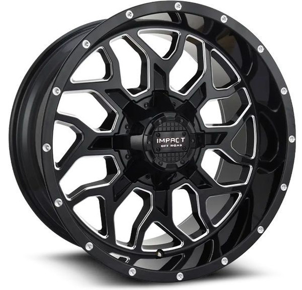 Impact Offroad Wheels 813 Gloss Black Milled 20x12 -44mm Offset 5x127 (5x5),5x139.7 (5x5.5) | Fits Jeep Wrangler 07-Present and Jeep Gladiator