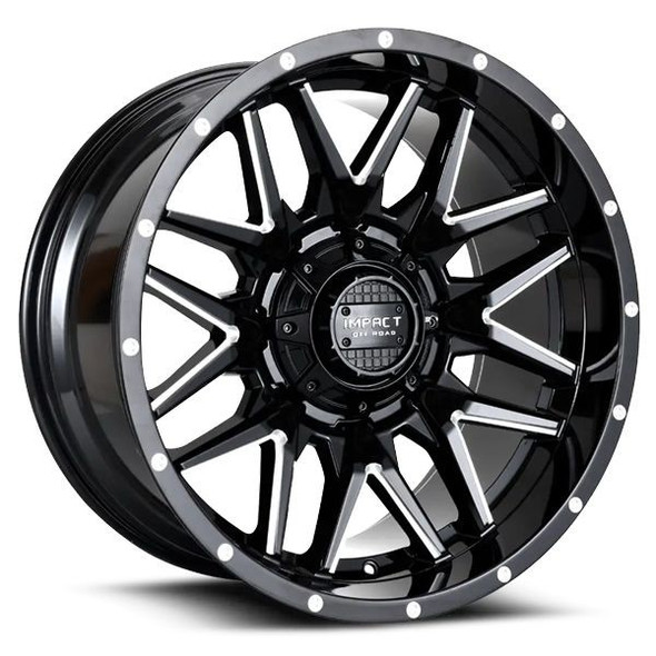 Impact Offroad Wheels 819 Gloss Black Milled 20x10 -12mm Offset 5x127 (5x5),5x139.7 (5x5.5) | Fits Jeep Wrangler 07-Present and Jeep Gladiator