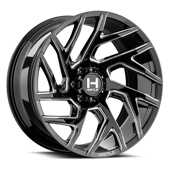 Hostile Wheels Vortex H141 Blade Cut 22x10 -25mm Offset 5x127 (5x5) | Fits Jeep Wrangler 07-Present and Jeep Gladiator