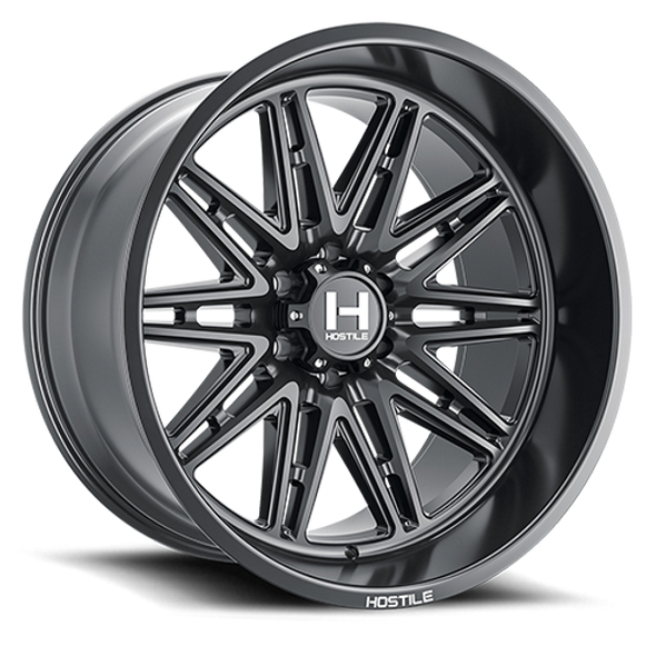 Hostile Wheels Maniac H126 Asphalt 22x12 -44mm Offset 5x127 (5x5) | Fits Jeep Wrangler 07-Present and Jeep Gladiator