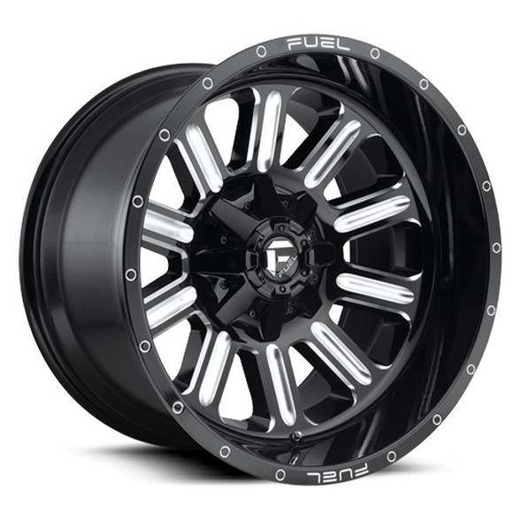 Fuel Offroad Wheels Hardline D620 Gloss Black w/ Milled Accents 17x9 1mm Offset 8x165.1 (8x6.5)