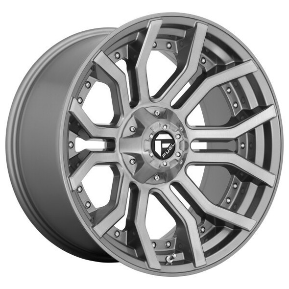 Fuel Offroad Wheels Rage D713 Platinum Brushed Gun Metal Tinted Clear 20x10 -18mm Offset 5x127 (5x5),5x139.7 (5x5.5) | Fits Jeep Wrangler 07-Present and Jeep Gladiator