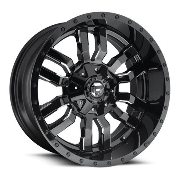 Fuel Offroad Wheels Sledge D595 Gloss Black Milled 20x9 20mm Offset 8x180