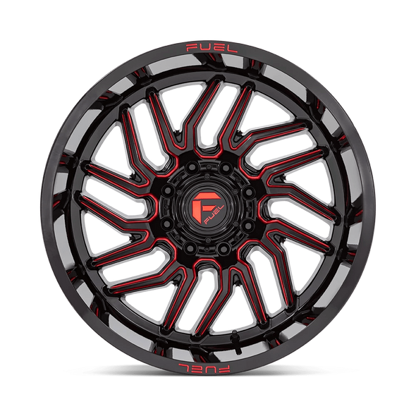 Fuel Offroad Wheels Hurricane D808 Gloss Black Milled Red Tint 24x12 -44mm Offset 5x127 (5x5) | Fits Jeep Wrangler 07-Present and Jeep Gladiator