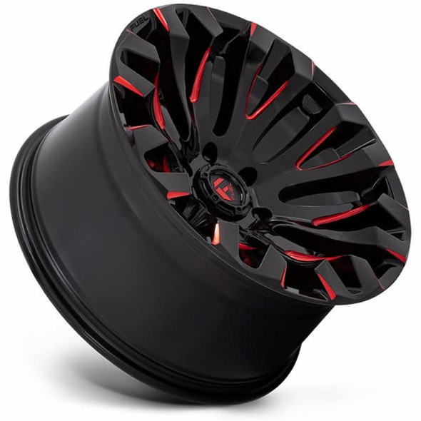Fuel Offroad Wheels Quake D829 Gloss Black Milled Red Accents 20x10 -18mm Offset 5x127 (5x5) | Fits Jeep Wrangler 07-Present and Jeep Gladiator