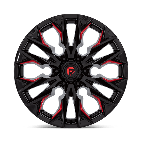 Fuel Offroad Wheels Flame 14 D823 Gloss Black Milled Red Tint 20x9 1mm Offset 6x135