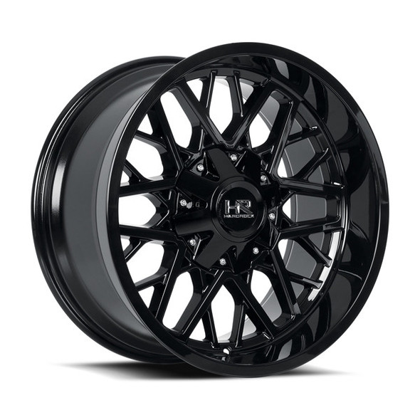 Hardrock Offroad Wheels Bomber H714 Gloss Black 22x10 -25mm Offset 5x127 (5x5),5x139.7 (5x5.5) | Fits Jeep Wrangler 07-Present and Jeep Gladiator