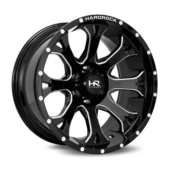Hardrock Offroad Wheels H505 Gloss Black Milled 22x12 -51mm Offset 5x127 (5x5) | Fits Jeep Wrangler 07-Present and Jeep Gladiator Hardrock Offroad Wheels H505 Gloss Black Milled 22x12 -51mm Offset 5x127 (5x5) | Fits Jeep Wrangler 07-Present and Jeep Gladiator