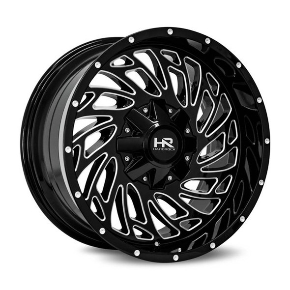 Hardrock Offroad Wheels H710 Gloss Black Milled 20x12 -51mm Offset 5x127 (5x5),5x139.7 (5x5.5) | Fits Jeep Wrangler 07-Present and Jeep Gladiator
