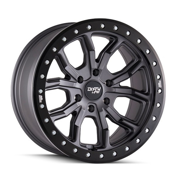 DirtyLife Wheels DT-1 9303 Matte Gunmetal with Simulated Beadlock Ring 17x9 -12mm Offset 5x127 (5x5) | Fits Jeep Wrangler 07-Present and Jeep Gladiator DirtyLife Wheels DT-1 9303 Matte Gunmetal with Simulated Beadlock Ring 17x9 -12mm Offset 5x127 (5x5) | Fits Jeep Wrangler 07-Present and Jeep Gladiator