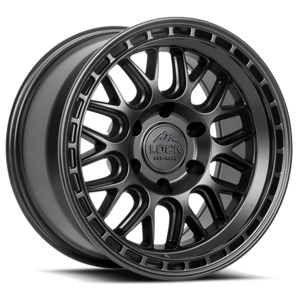 Lock Offroad Wheels Onyx Matte Black with Matte Black Ring 17x9 -12mm Offset 5x127 (5x5)| Fits Jeep Wrangler 07-Up and Jeep Gladiator