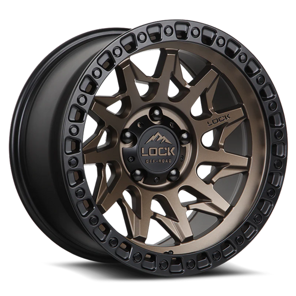 Lock Offroad Wheels Lunatic Matte Bronze With Matte Black Ring 17x9 1mm Offset 5x127 (5x5)| Fits Jeep Wrangler 07-Up and Jeep Gladiator