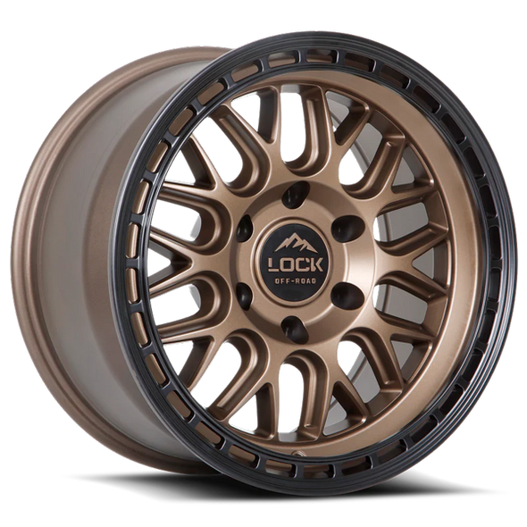 Lock Offroad Wheels Onyx Matte Bronze with Matte Black Ring 17x9 -12mm Offset 5x127 (5x5)| Fits Jeep Wrangler 07-Up and Jeep Gladiator