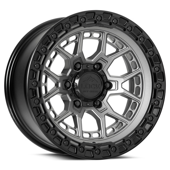 Lock Offroad Wheels Commando Matte Grey with Matte Black Ring 17x9 0mm Offset 5x127 (5x5)| Fits Jeep Wrangler 07-Up and Jeep Gladiator