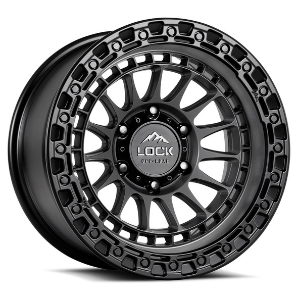 Lock Offroad Wheels Mojave Matte Grey with Matte Black Ring 17x8.5 25mm Offset 5x127 (5x5)| Fits Jeep Wrangler 07-Up and Jeep Gladiator