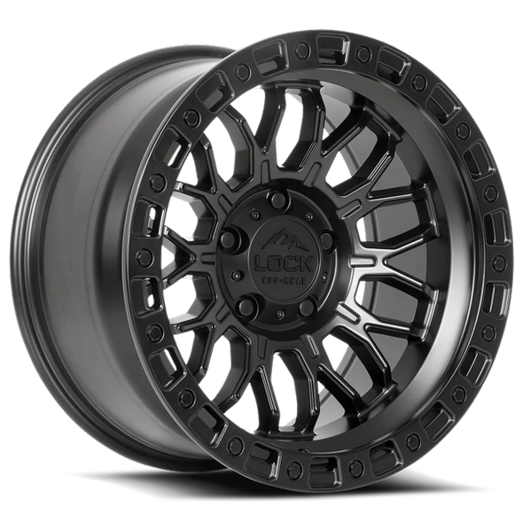Lock Offroad Wheels Combat Matte Black with Matte Black Ring 20x10 -18mm Offset 5x127 (5x5)| Fits Jeep Wrangler 07-Up and Jeep Gladiator