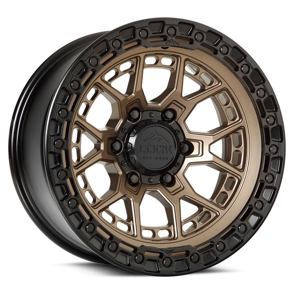 Lock Offroad Wheels Commando Matte Bronze with Matte Black Ring 20x10 -18mm Offset 5x127 (5x5)| Fits Jeep Wrangler 07-Up and Jeep Gladiator