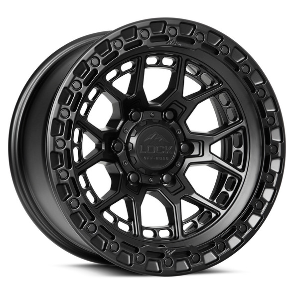 Lock Offroad Wheels Commando Matte Black with Matte Black Ring 17x9 0mm Offset 5x127 (5x5)| Fits Jeep Wrangler 07-Up and Jeep Gladiator