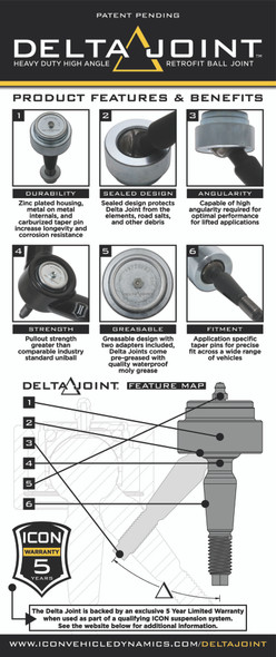 ICON 2007+ Toyota FJ / 2003+ Toyota 4Runner Non-ICON Upper Control Arm 1in Retrofit Delta Joint Kit