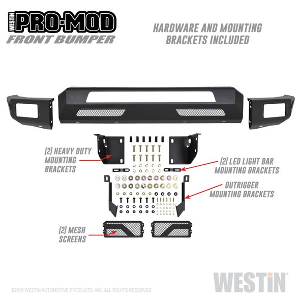 Westin 2019 Dodge Ram 1500 ( Excludes 1500 Classic & Rebel Models ) Pro-Mod Front Bumper - Text. Blk