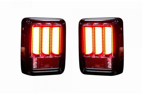 RECON Scanning Bar-Style LED Tail Lights - Smoked Lens |264234LEDBK-Fits Jeep Wrangler JK