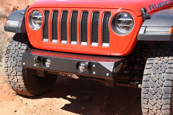 Rock Hard 4x4 Aluminum Freedom Series Grille-Width Stubby Front Bumper |RH-90242-Fits Jeep Gladiator JT / Jeep Wrangler JL