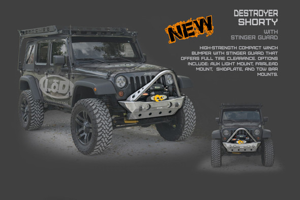 LOD Destroyer Shorty Front Bumper w/ Stinger Guard Black Powder Coated |JFB0705-Fits Jeep Wrangler JK