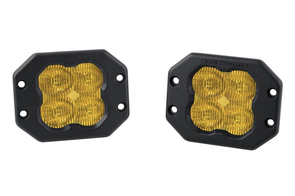 Diode Dynamics SS3 Yellow Sport Flush Mount LED Pod Pair, SAE Fog - Amber |DD6924P