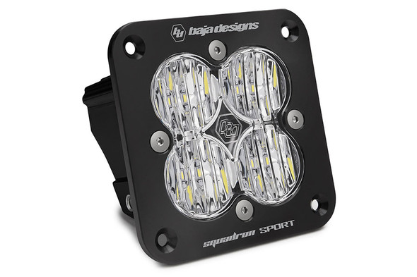 Baja Designs Squadron Sport Black Flush Mount LED Auxiliary Light Pod, Wide Cornering - Clear |551005
