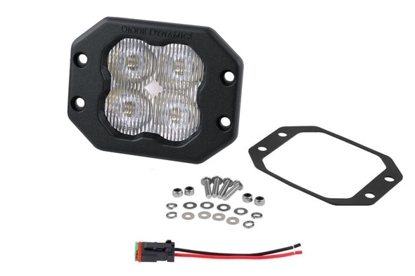 Diode Dynamics SS3 White Pro Flush Mount LED Pod, SAE Fog - Amber |DD6930S