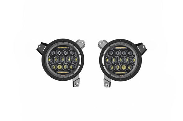 Quake LED 9in RGB Headlights - Quad Lock/Interlock Compatible |QTE903-Fits Jeep Wrangler JL / Jeep Gladiator JT