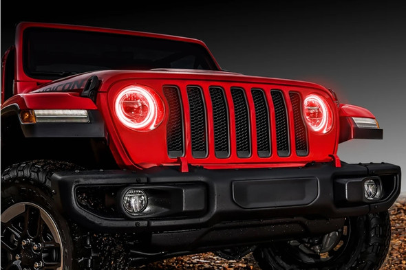 Oracle LED Headlight Surface-Mount Halo Kit - Red |1214-003-Fits Jeep Gladiator JT / Jeep Wrangler JL