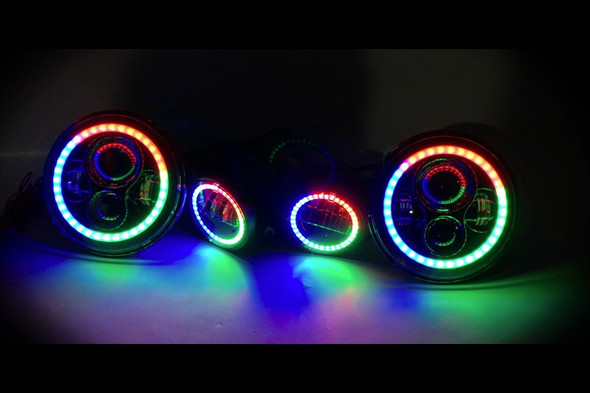 Quake LED Tempest Series 7in HD RGB Headlight/Fog Light Kit |QTE781-Fits Jeep Wrangler JK / Jeep Wrangler TJ