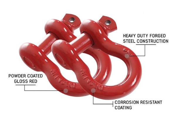 Overland Vehicle Systems Recovery Shackles 3/4in 4.75 Ton Red - Pair |19010204