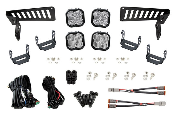 Diode Dynamics SS3 Pro Cowl Mount LED Bracket Kit w/ LED Lights - White Driving/Flood |DD6554-Fits Jeep Gladiator JT / Jeep Wrangler JL
