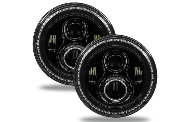 Oracle Lighting 7in High Powered LED Headlights (Pair) - Black Bezel - Dynamic ColorSHIFT
