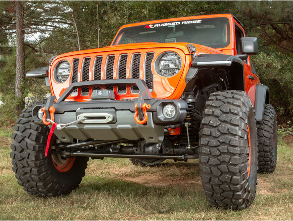 Rugged Ridge 11549.45 Venator Front Bumper Stubby with Grille Guard for 18-26 Jeep Wrangler JL & Gladiator JT