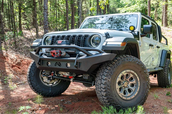 Fab Fours JL24-B5052-1 Lifestyle Front Bumper with Pre-Runner Guard in Black Powder Coat for 18-26 Jeep Wrangler JL and Gladiator JT