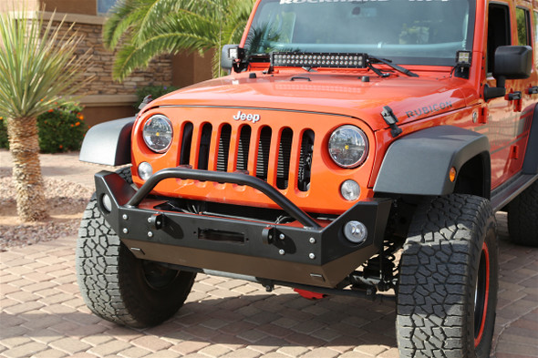 Rock Hard 4x4 Patriot Series Mid Width Front Bumper w Lowered Winch Plate Aluminum