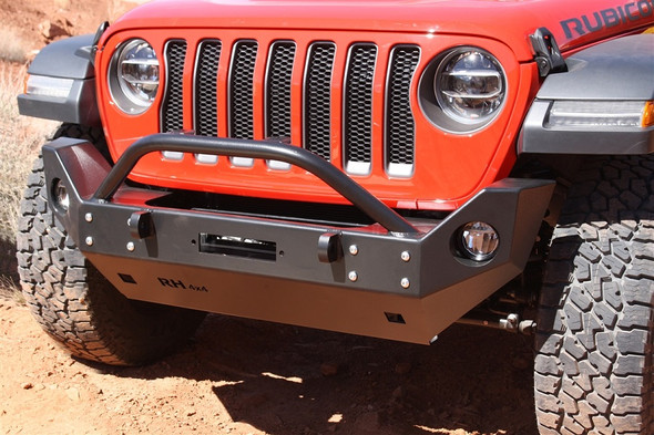 Rock Hard 4x4 Patriot Series Mid Width Front Bumper with Lowered Winch Plate, Steel