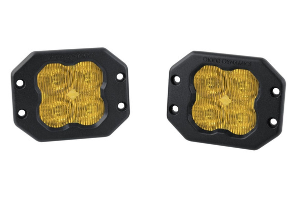 Diode Dynamics SS3 Yellow Pro Flush Mount LED Pod Pair, SAE Fog - Amber
