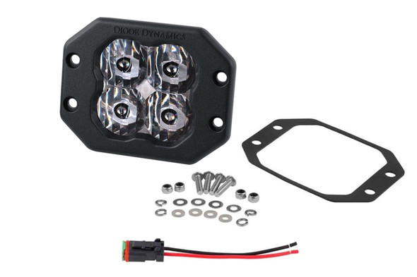 Diode Dynamics SS3 White Pro Flush Mount LED Pod, SAE Driving - Amber