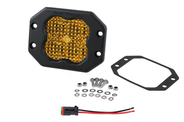 Diode Dynamics SS3 Yellow Pro Flush Mount LED Pod, Flood - Amber