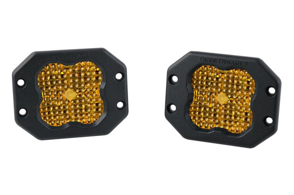 Diode Dynamics SS3 Yellow Pro Flush Mount LED Pod Pair, Flood - Amber