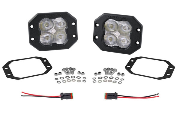 Diode Dynamics SS3 White Pro Flush Mount LED Pod Pair, SAE Fog - Amber