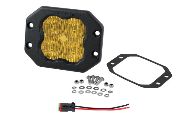 Diode Dynamics SS3 Yellow Pro Flush Mount LED Pod, SAE Driving - Amber